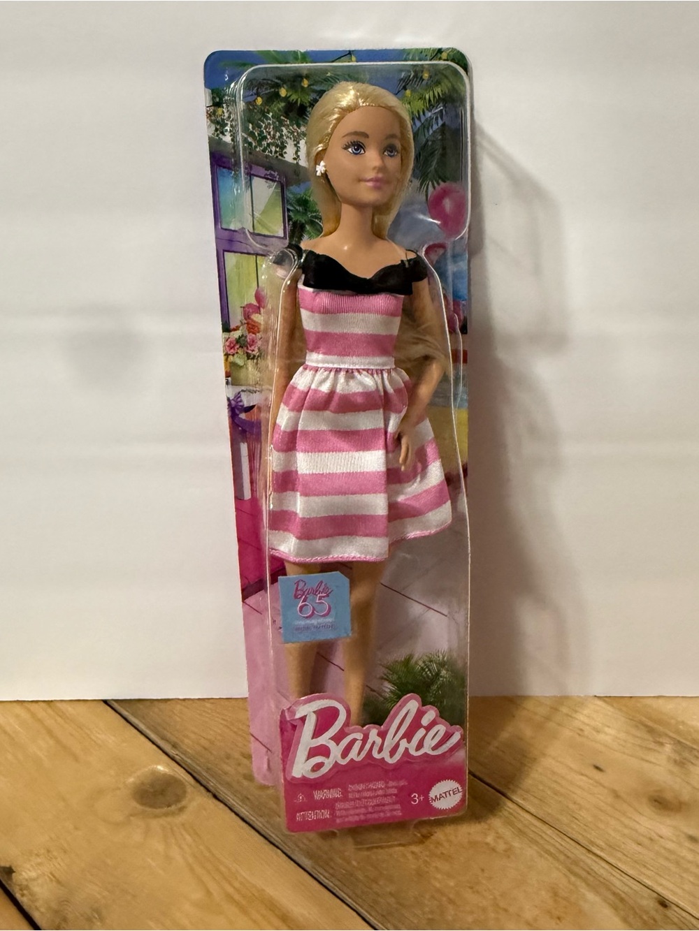 Mattel Barbie 65th Anniversary W/Pink & White Striped Dress Fashionistas